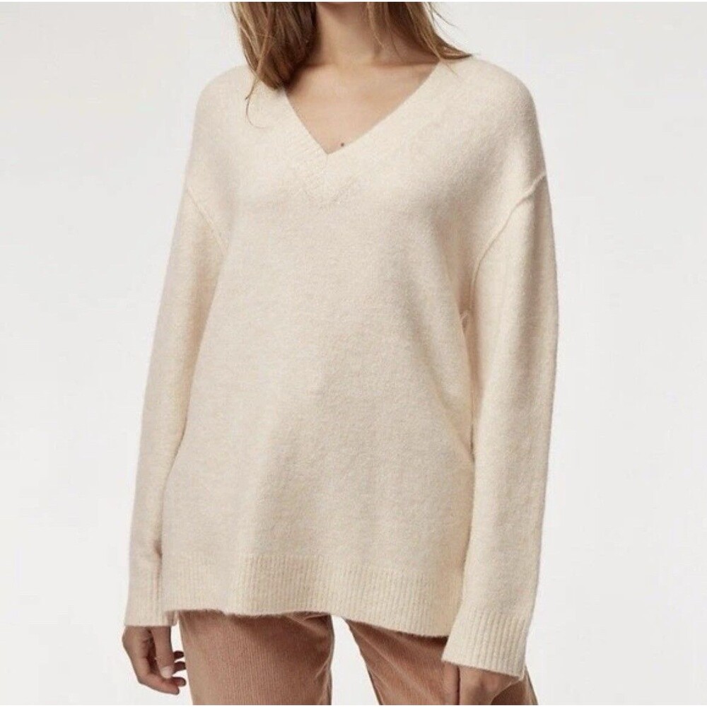 Wilfred Free Aritzia Merian Avorio Cream Nylon Acrylic Alpaca Wool Sweater Large